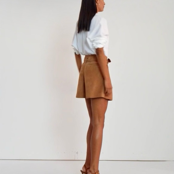 NWT Women’s Lauren Ralph Lauren Belted Suede Shorts Size 10 Light Brown - Picture 5 of 15
